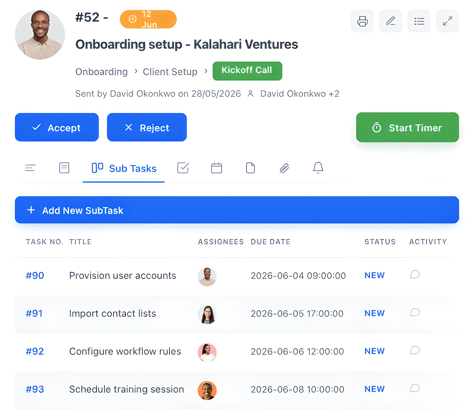 Sub-tasks on a task in HotKup