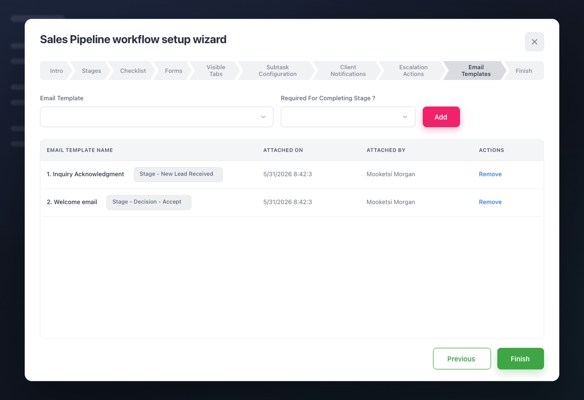 Auto-send emails at each workflow stage in HotKup